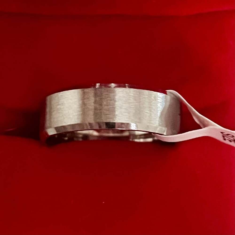 Titanium Beveled Edge Brushed Wedding Band Size 12